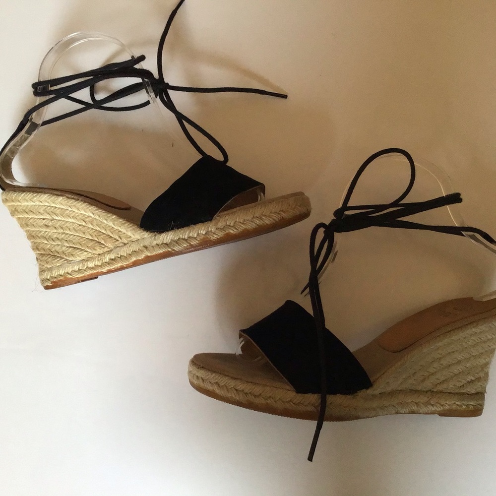 KANNA BLACK SUEDE TIE UP ESPADRILLE WEDGE